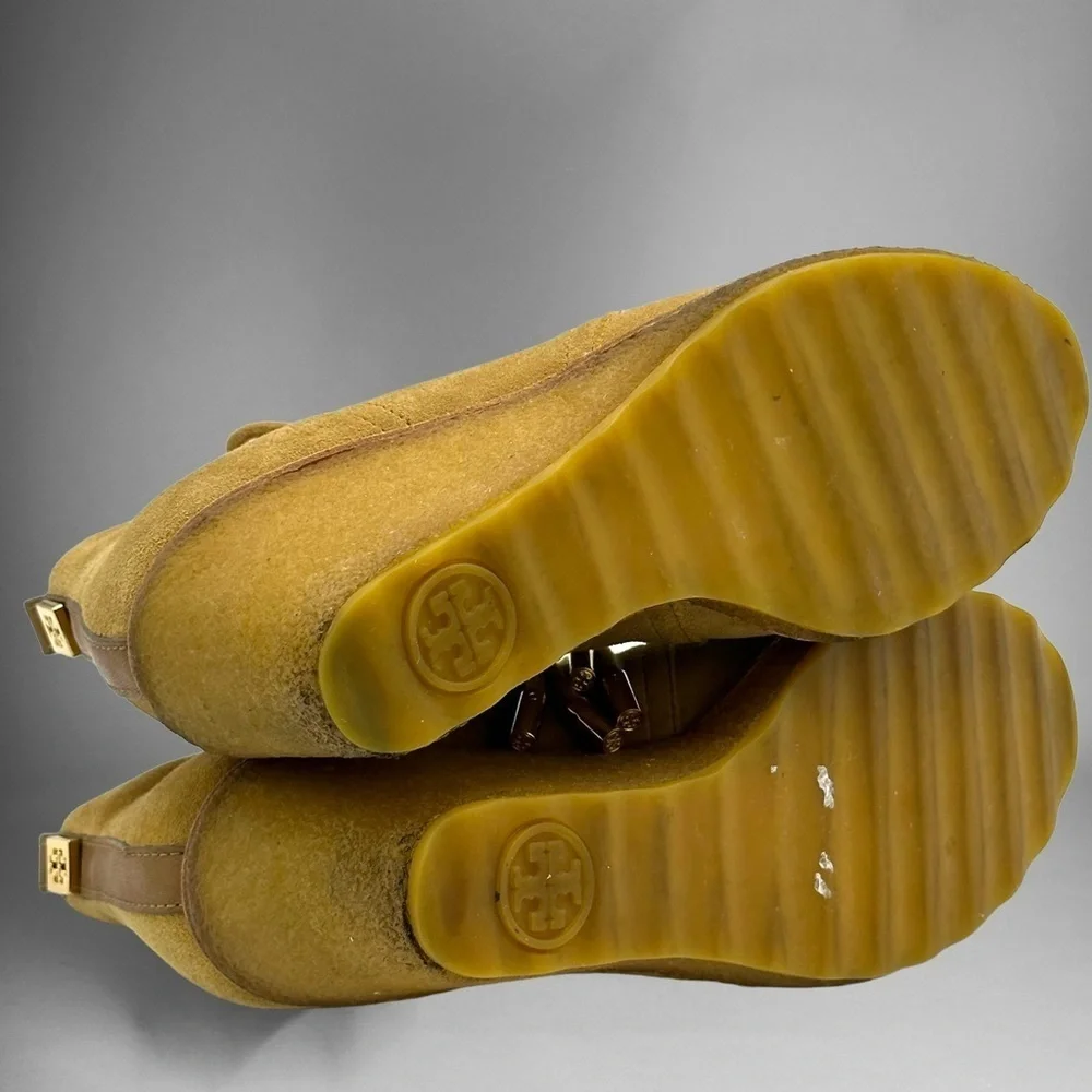 Tory Burch Brown suede Wedge Booties.